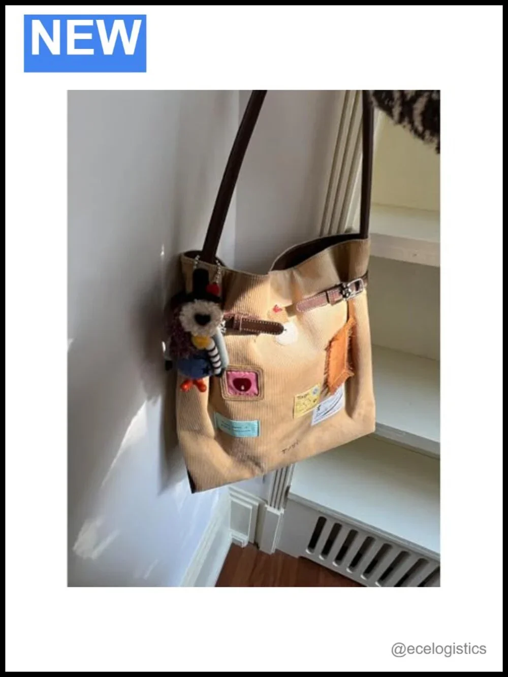 Tagi Suede Corduroy Hobo Bag Shoulder Bag with Zippered Pocket